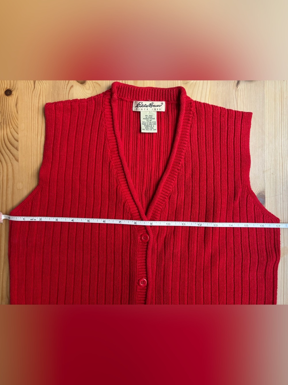 Eddie Bauer ribbed knit button-front vest - Picture 7 of 8